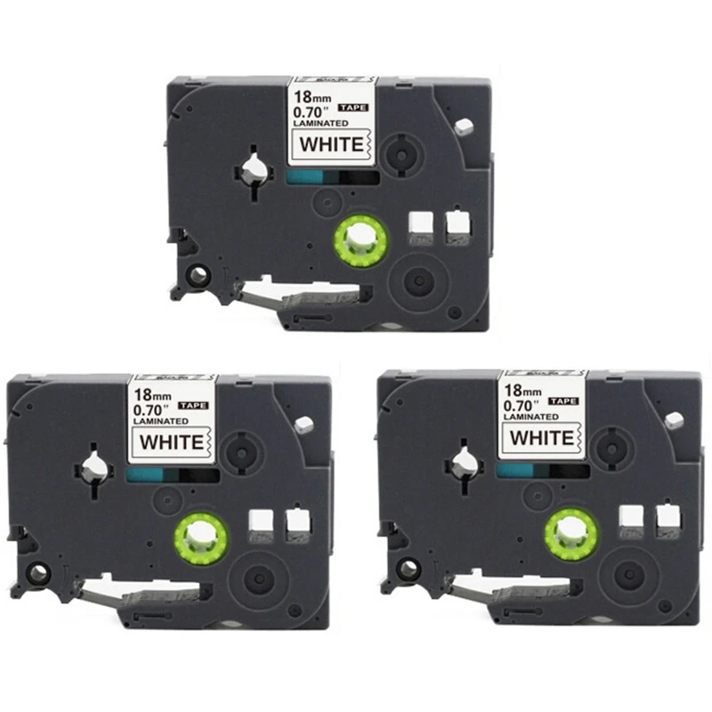 3Pcs Compatible Label Tape Replace 18mm 0.7 Laminated White TZe-241 -241 for P-Press Label Maker