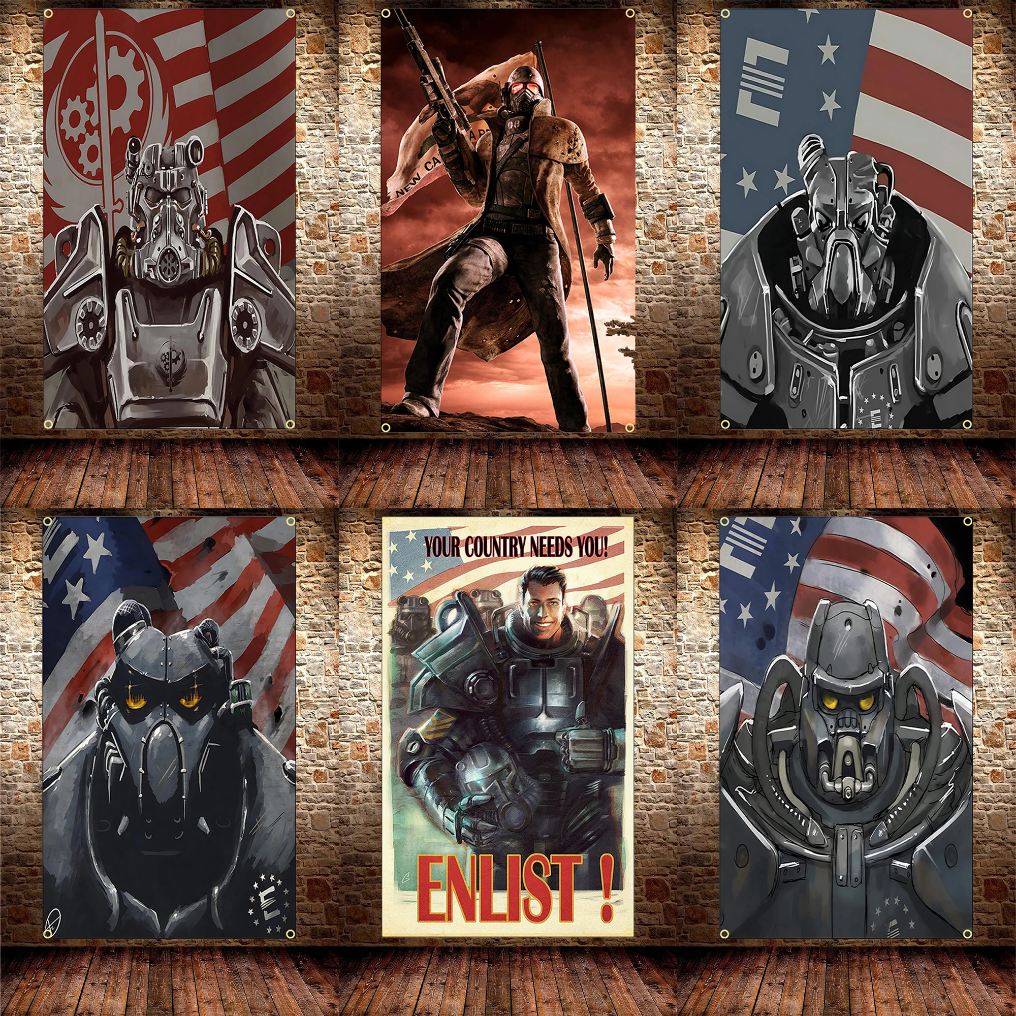 Póster de bandera de Fallouts de 60x90cm, 90x150cm, cartel de juegos de poliéster de New Vegas, pancarta para decoración de pared, decoración de puerta exterior, decoración de habitación