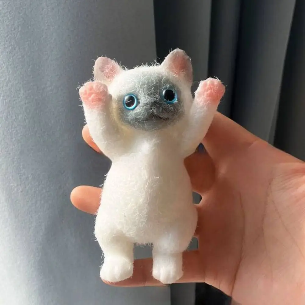 Novelty Slow Rebound Cat Doll Squeeze Toy Cartoon Colorful Simulation Cat Squeeze Toys Animal Mini Cat Fidget Toy Mini Ornaments