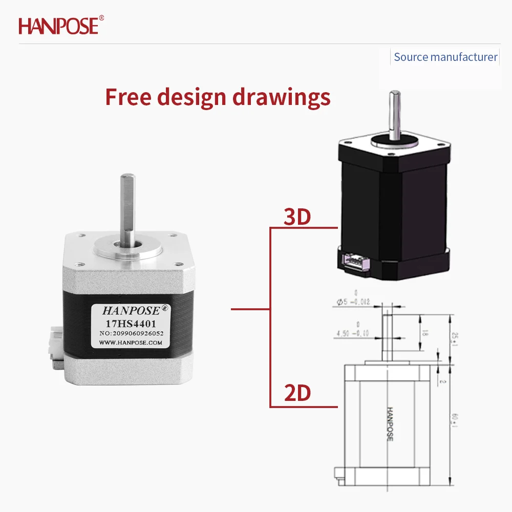 

NEMA17 3PCS 17HS4401 stepper motor 2.3V 1.5A two-phase four wire 3D printing accessories motor manufacturer direct sales NEMA17