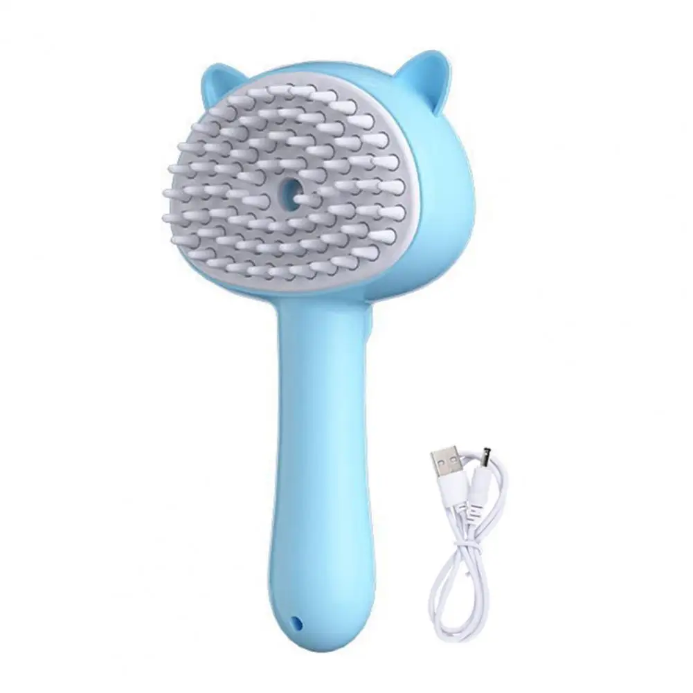 Cartoon Design Pet Brush Rechargeable Self-cleaning Cat Steam Brush for Shedding Grooming Long Handle Pet Hairbrush for Cats