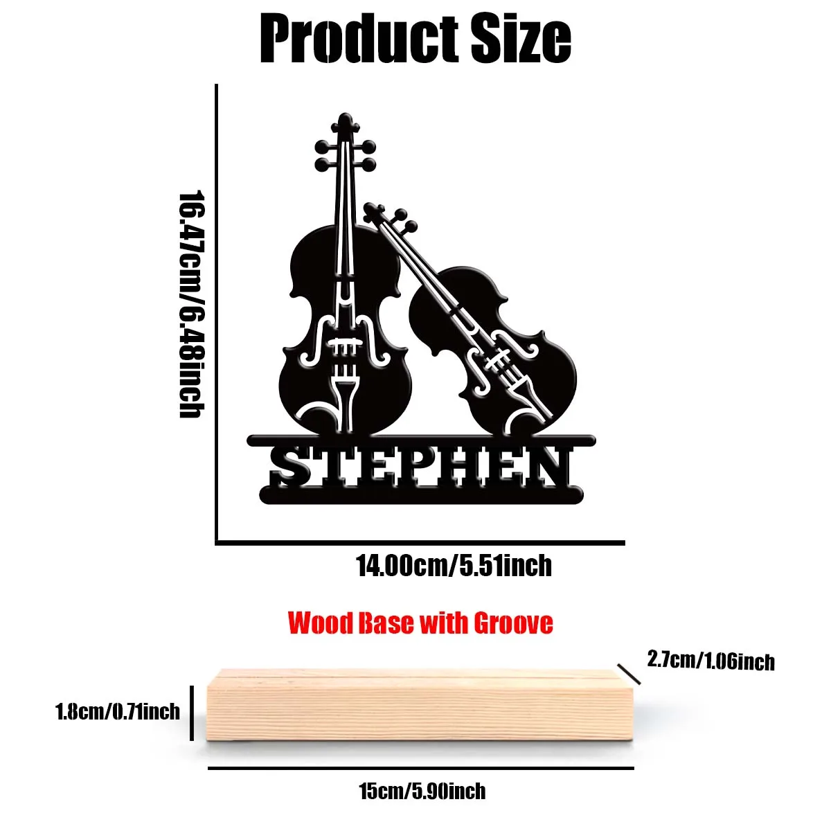 1Pc Csutom Name Modern Cello Wooden Base Metal Art Ornament,Home Office Hotel Cafe Club Decor,Ideal Gift for Family Friends