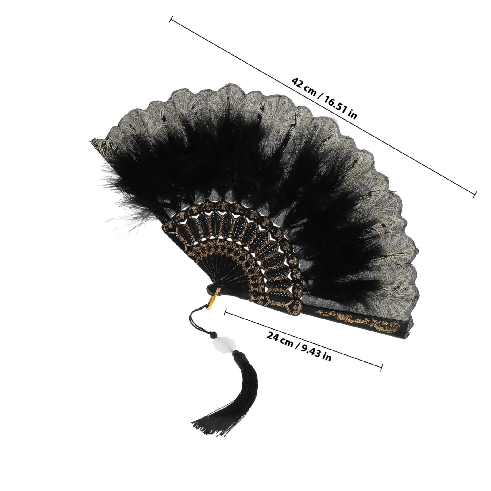 مروحة بلوم قابلة للطي للنساء، مروحة محمولة أنيقة، تصميم قابل للطي لحفلات الزفاف والحفلات التنكرية والمهرجانات #4