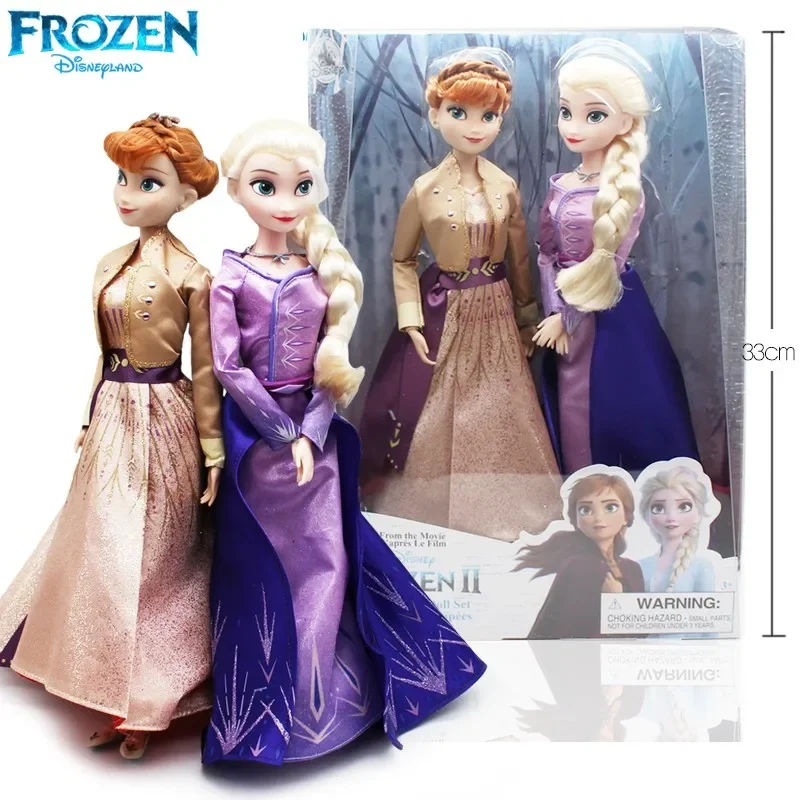 Original Disney Store 2pcs/set Frozen 2 Snow Queen Elsa And Anna Classic Doll Toys Figure Christmas Birthday Lovely Gift