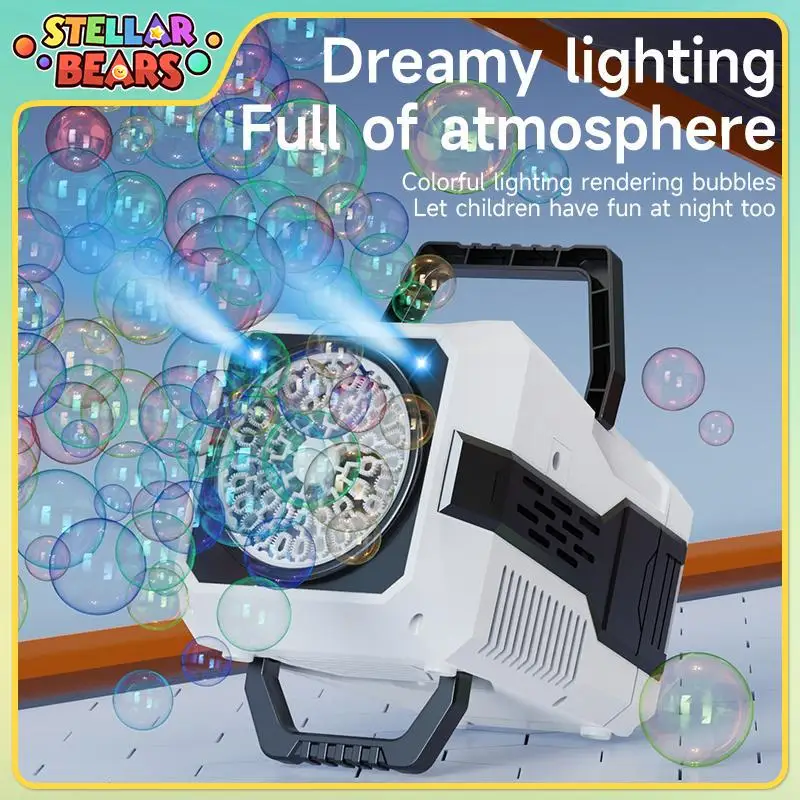 Máquina automática de bolhas de 40 buracos, brinquedo para crianças, pistola elétrica portátil, jogo de festa ao ar livre, brinquedo soprador de bolhas de sabão para crianças