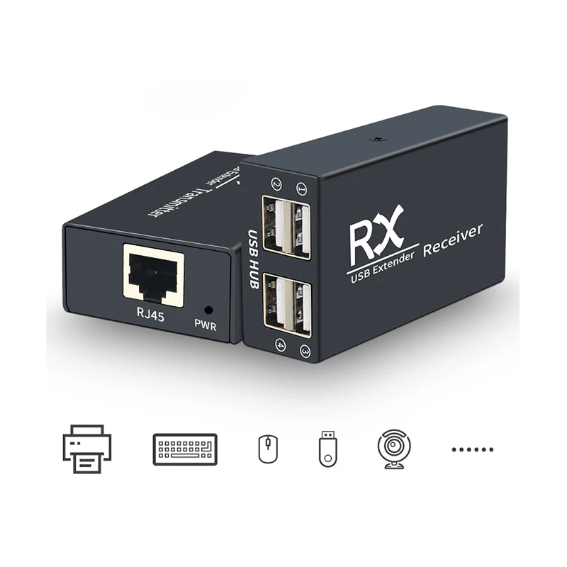 

USB 120M Удлинитель-адаптер 4-портовый концентратор USB 2.0 через Cat 6E/6 Ethernet UTP Удлинитель POC RJ45 Lan Кабель Металлический передатчик Приемник