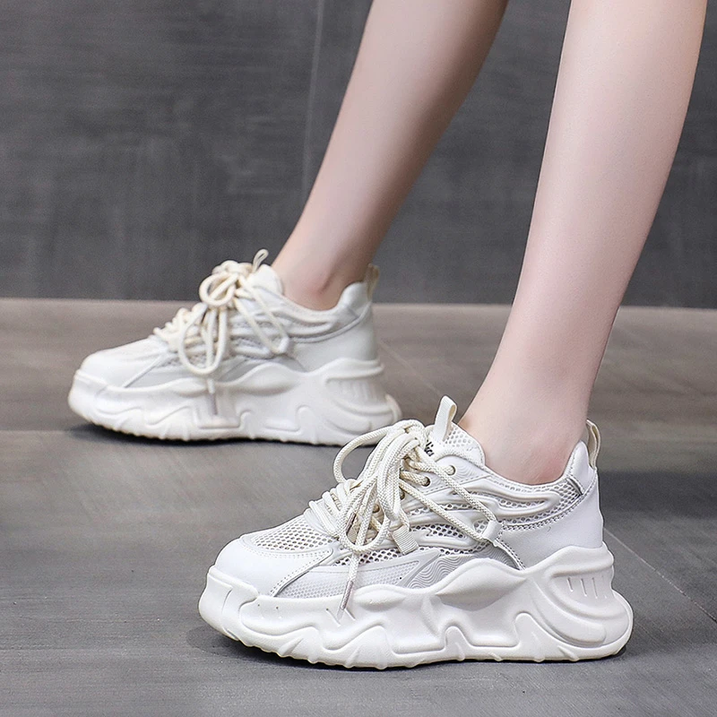 Women's Summer New Showy Feet Small Breathable Thin Thick Sole Elevated Versatile Casual Sports Shoes