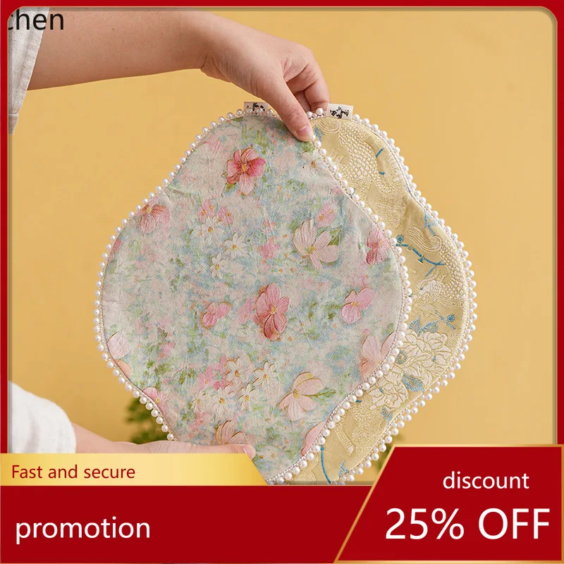

Zml embroidered pearl-trimmed begonia tea mat - new chinese style,, table runner, tea table accessory, tea ceremony component