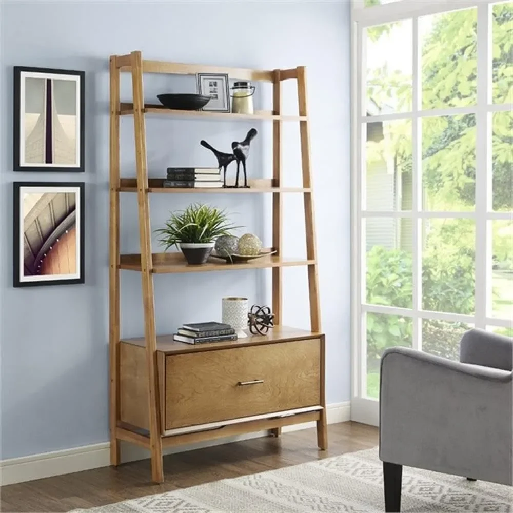 Large Bookshelf ,Bookcase Storage with Shelves and File Drawer,Suitable for Living Rooms, Corridors,study Rooms, Acorn,Bookcases