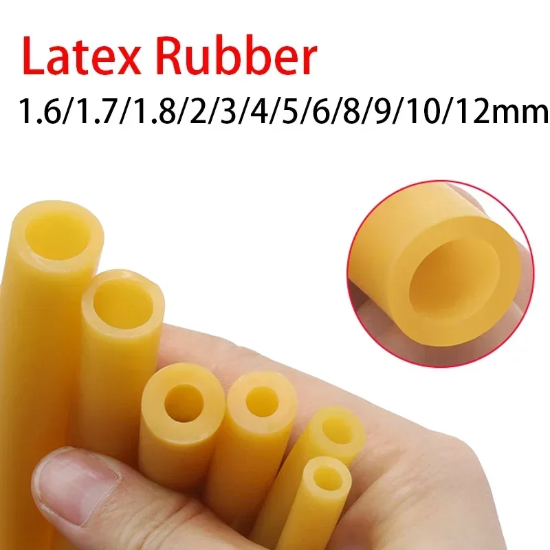 

2M Nature Latex Rubber Hoses 1.6 1.7 1.8 2 3 4 5 6~12mm ID x OD High Resilient Elastic Surgical Medical Tube Slingshot Catapult