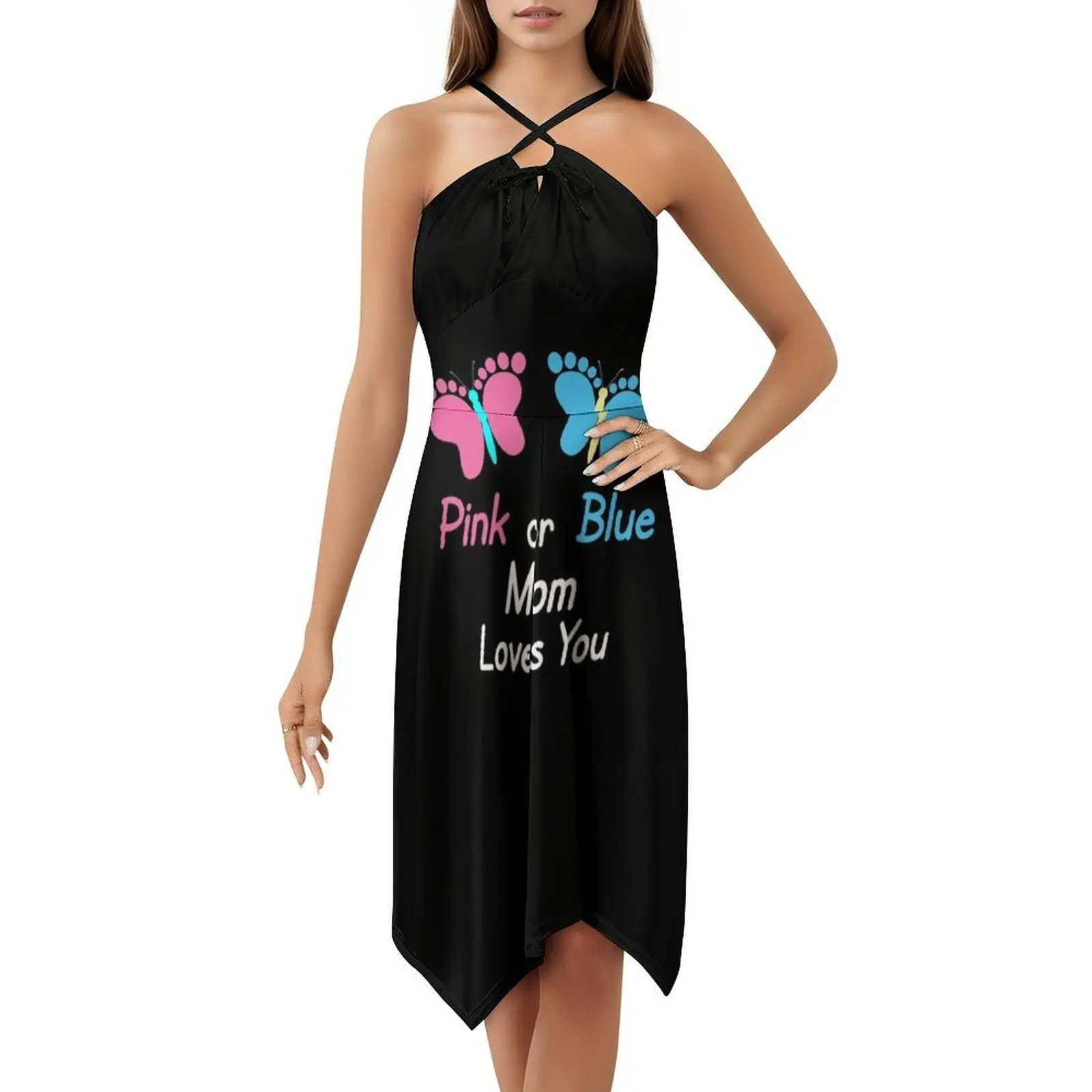 الجنس تكشف أمي الفراشات البوهيمي فستان بلا أكمام متعدد طباعة شاطئ عطلة فستان الحفلات الجنس تكشف حفلة الجنس تكشف