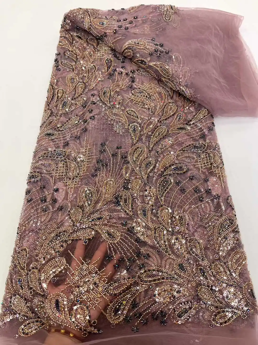 Latest African Lace Fabric 2025 High Quality,Fabrics By The Meters,Sequin,Tulle,Wedding Dresses,Embroidery,Mesh,Cloth