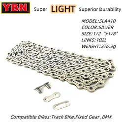 YBN BMX Single-speed  Bicycle Chain SLA410 Full Hollow 102L Suitable for Single-speed Bicycles Like Fixed Gear Bikes Track Bikes