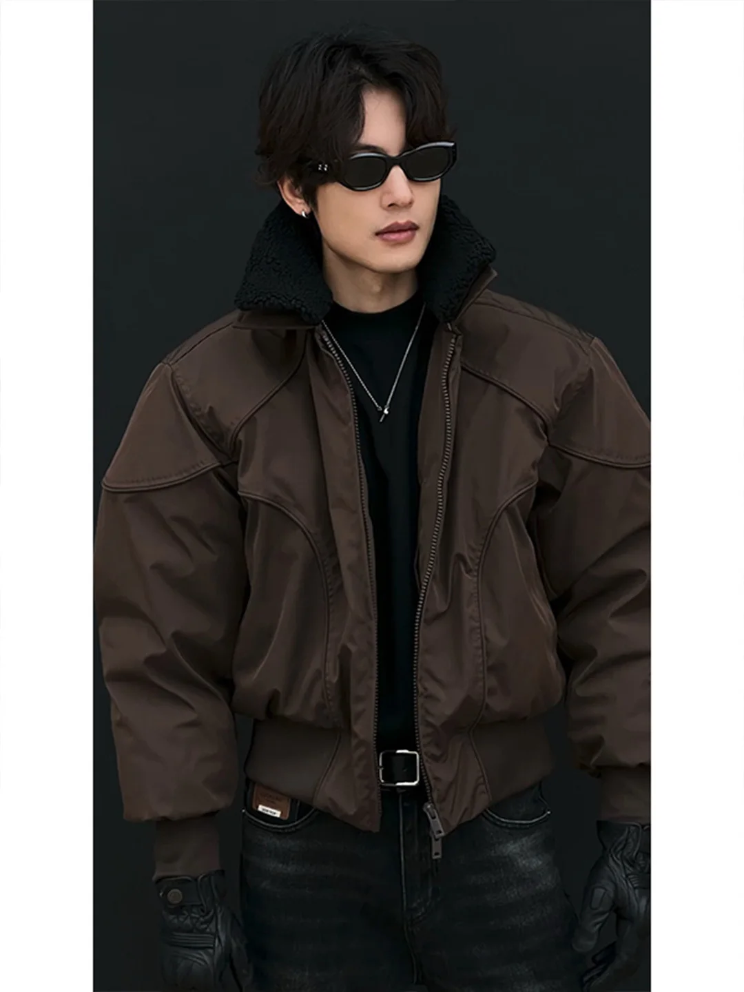 

Men's Winter Thiened Cotton Jaet ort Sle Fur Collar Faion Urban Outfit Hard Man Sle Workwear Coat Warmth Guaranteed