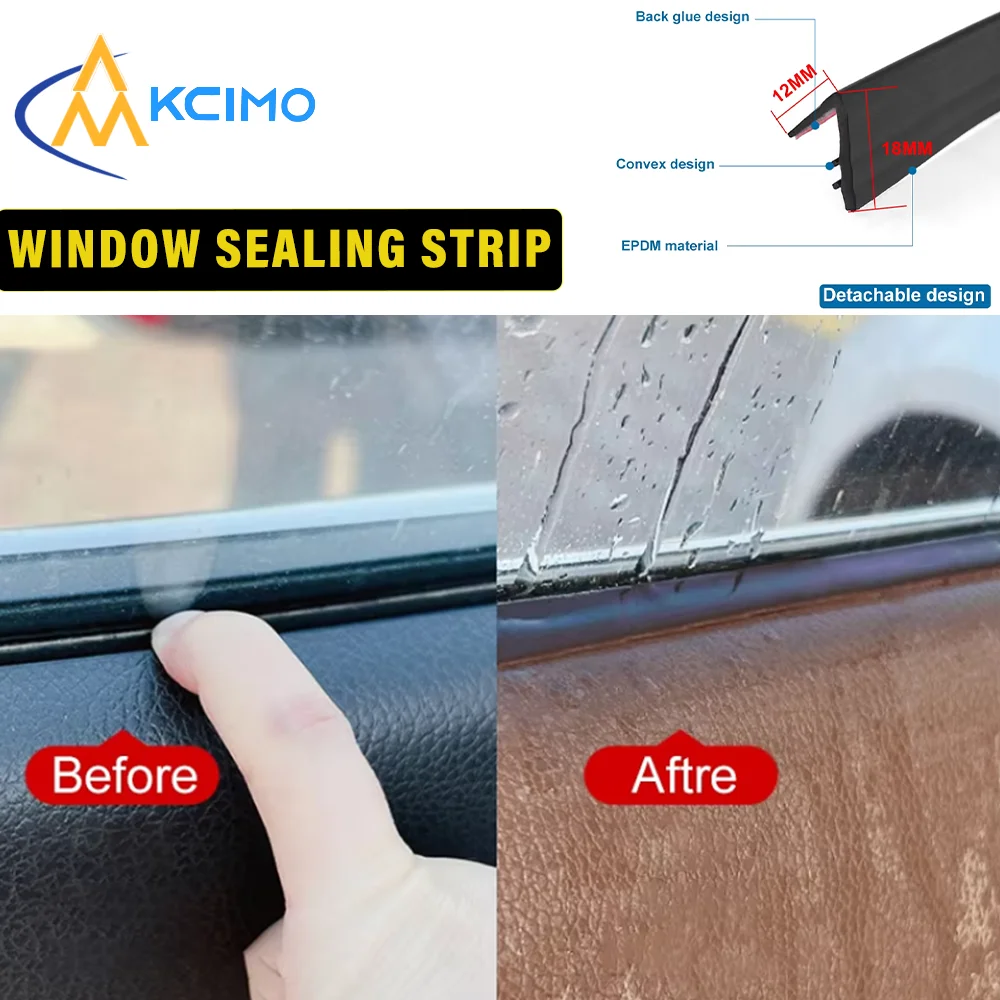 Superior Car Side Window Seal Strip Rubber Auto Window Gap Filler Protector Strips Noise Insulation 7-Shaped Seal Sticker Strips