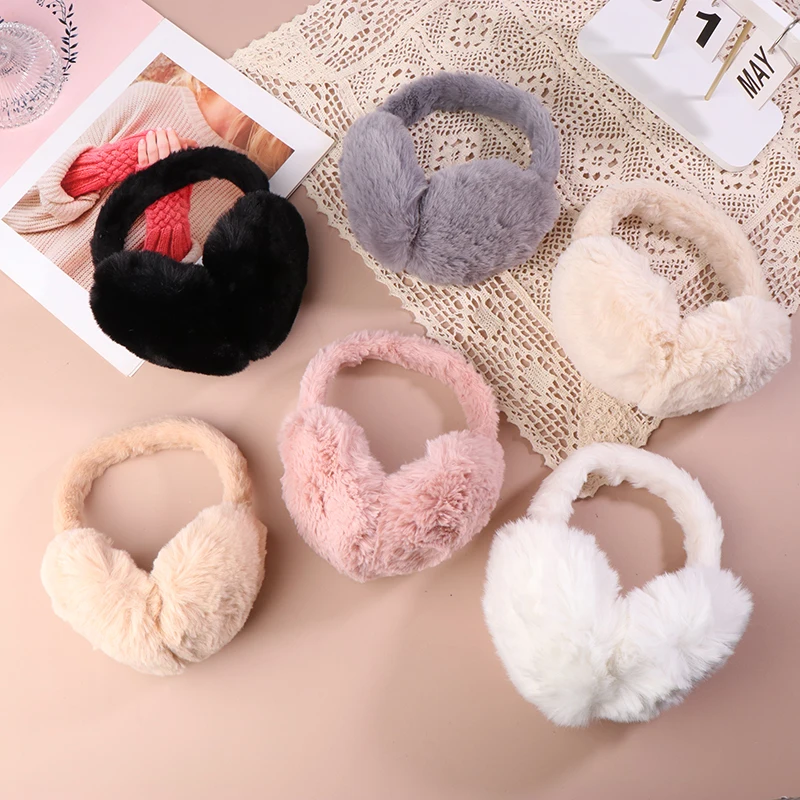 

1Pc Cold Protection Soft Plush Ear Warmer Winter Earmuffs For Unisex Solid Color Outdoor Ear-Muffs Portable Folding Earflap