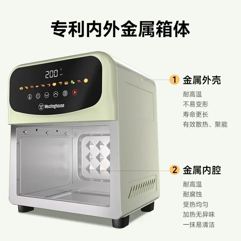 Household large capacity visual air fryer metal cavity multi-function oven inteligente air fryers