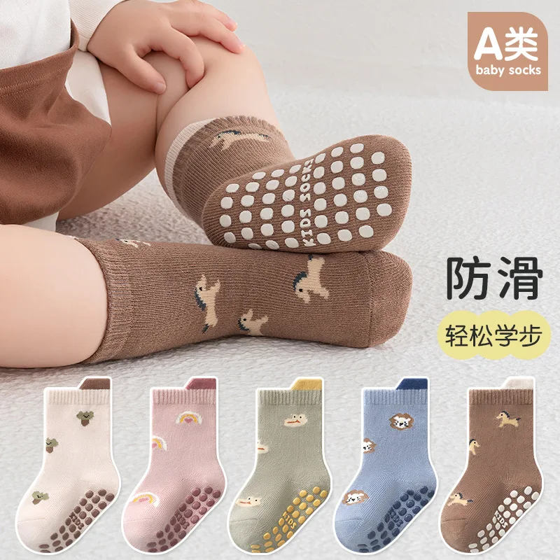 

Babies Non-slip Floor Sock Cartoon Bear Duck Cotton Print Newborn Toddler Accessories New Autumn Winter Kawaii Baby Tube Socks