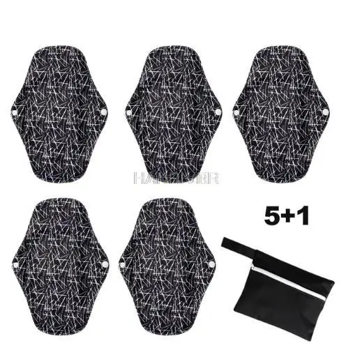 5 Pcs Feminine Menstrual Panties Washable Reusable Menstrual Pads Bamboo Charcoal Cloth Sanitary Napkin Pads for Monthly Gaskets