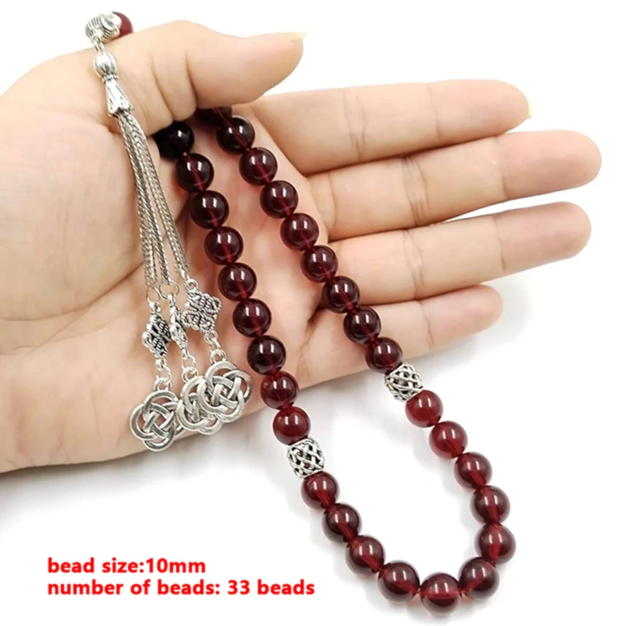 Tasbih Red Resin muslim prayer beads islamic fashion Bracelets ramadan Eid gift arabic accessories on hand misbaha