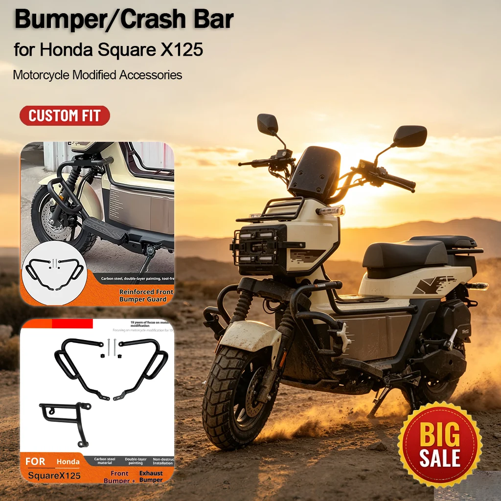 Bumper Crash Bar Exhaust Guard Windshield Luggage Rack for Honda Square X125 Motorcycle Modification Accessories