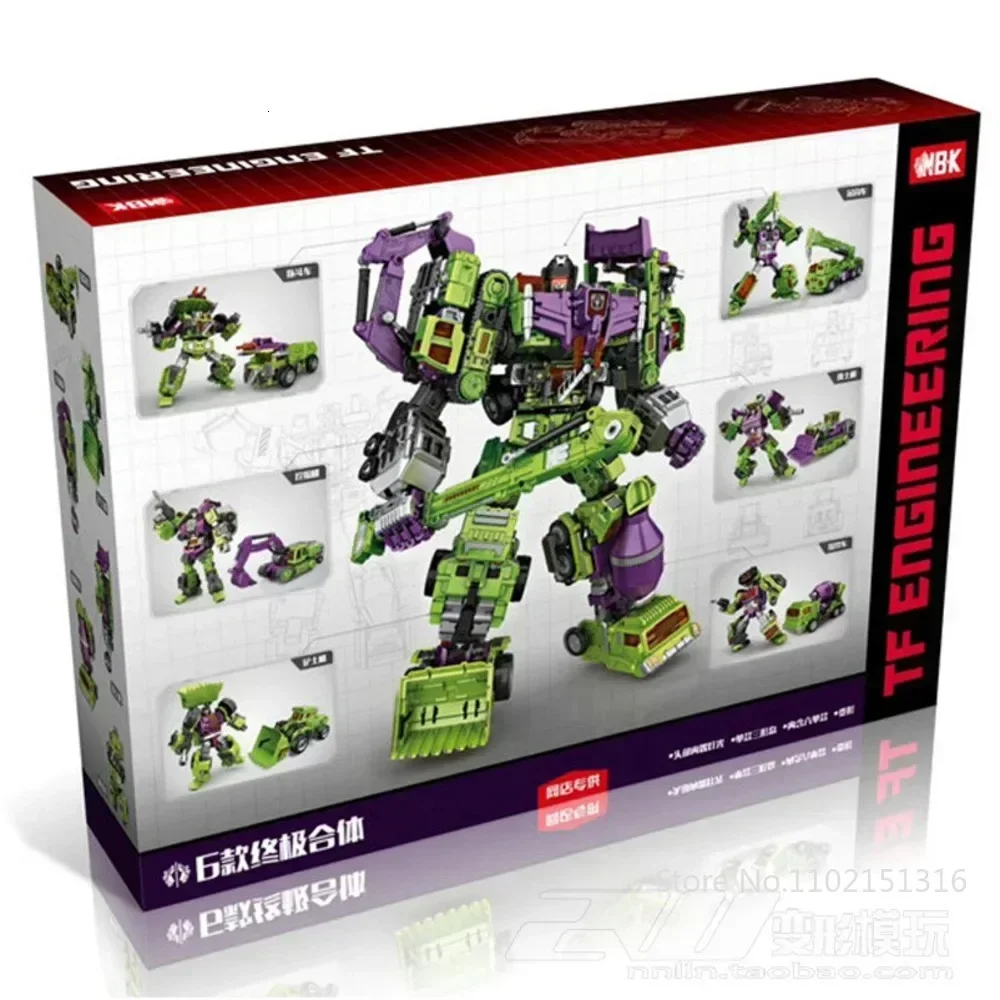 NBK Transformation Devastator G1 GT Combiners 6in1 Toy Combiner Car Robot Action FiguresModel ABS 42cm Engineering Vehicle Model