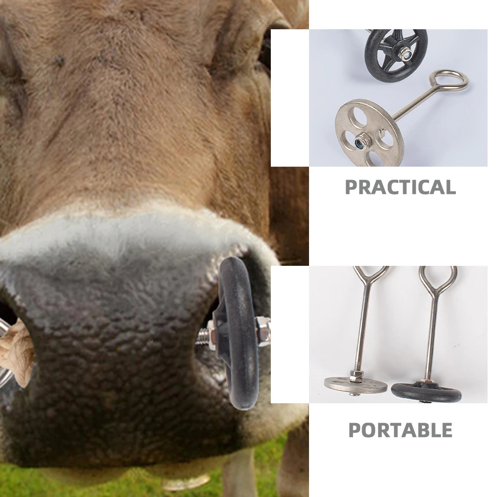 

2pcs Stainless Steel Durable Livestock Buckle Cow Traction Tool For Farm Animal Management Cattle Accessory Traction Metal For