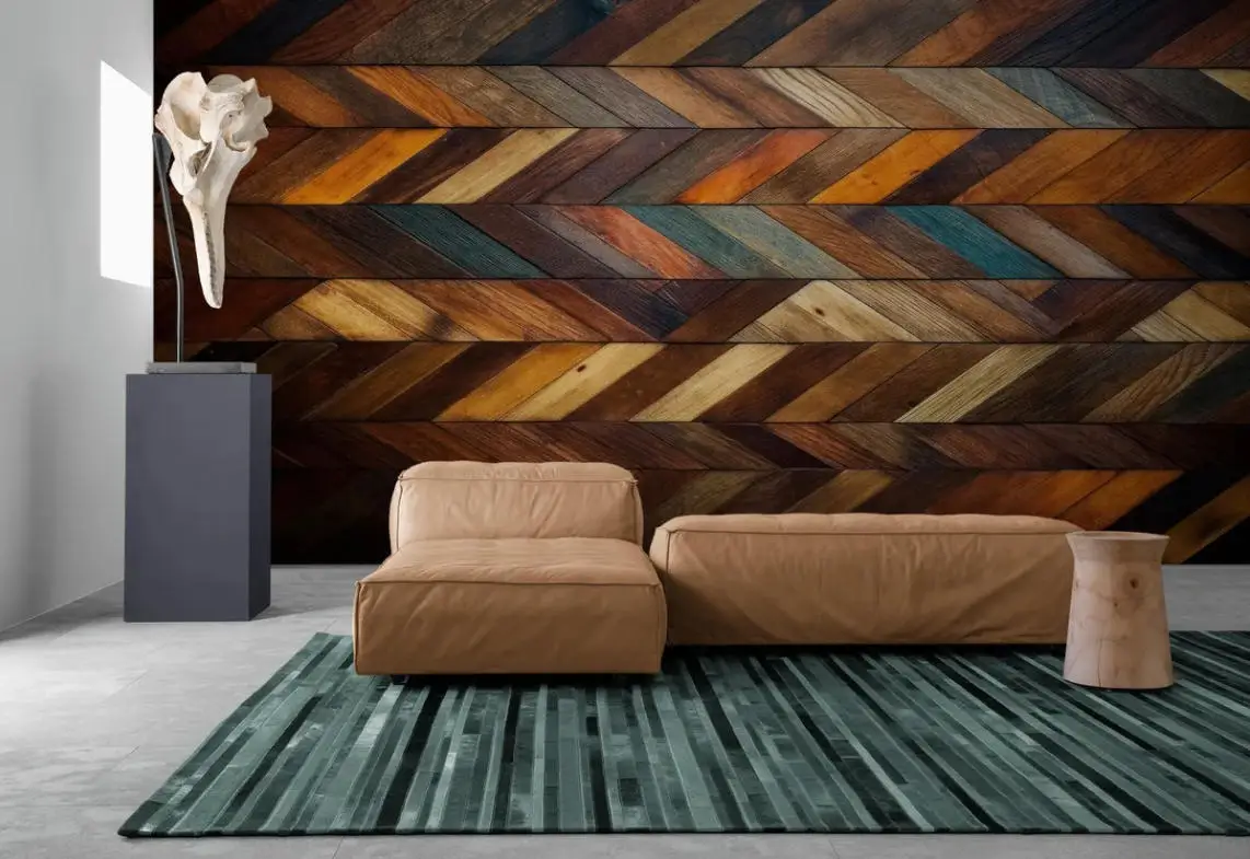 Custom wall paper 3D mural dark retro nostalgic wood stripe background wood block Living Room Bedroom Hotel restaurant mural