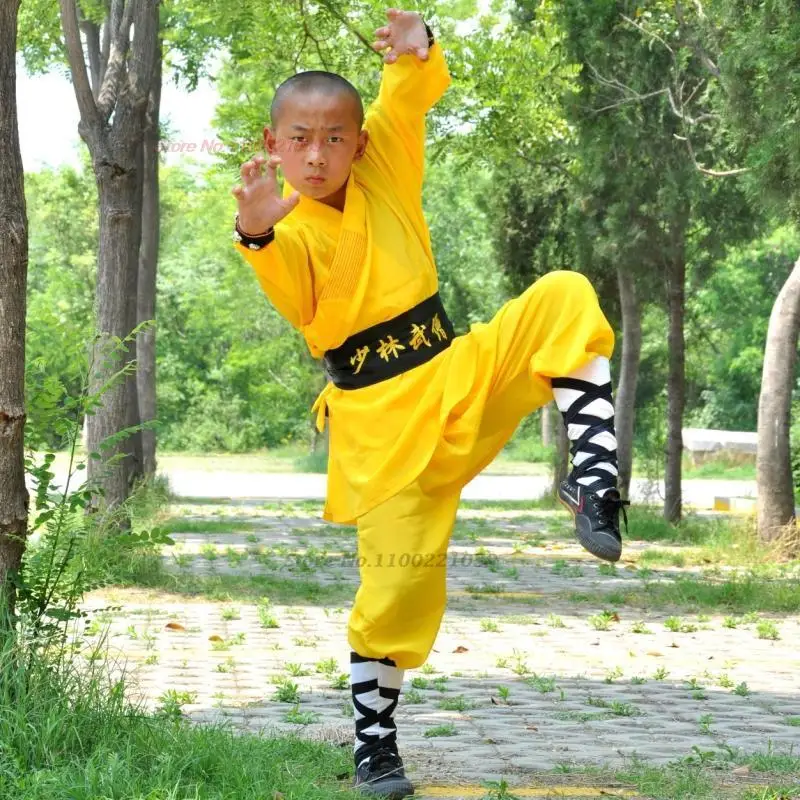 2024 chinese traditional children shaolin monk kung fu uniform martial arts wing chun tai chi suit buddhist monk tops+pants set