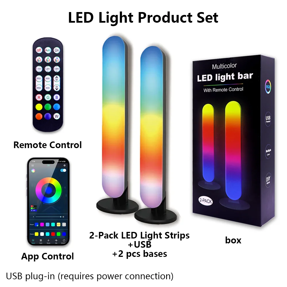 RGB USB WS2812 5V Licht mit Musikrhythmus-Erfassung, Schallaktivierte Beleuchtung, Aktualisiertes USB-Aufladbares Modell, Weihnachtsdekoration für Zuhause