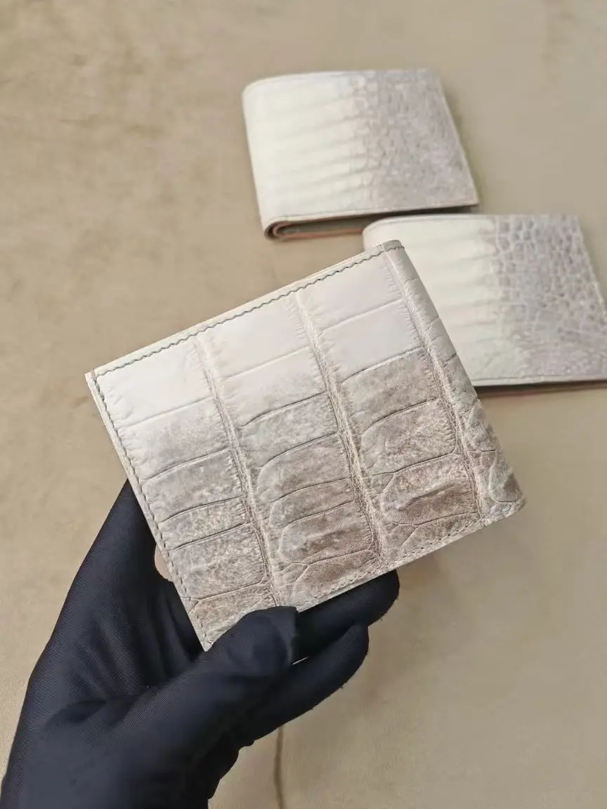 

Гималайский белый цвет, кошелек из натуральной крокодиловой кожи, натуральная кожа аллигатора, банковская карта, наличные, двойной держатель, кошелек для монет