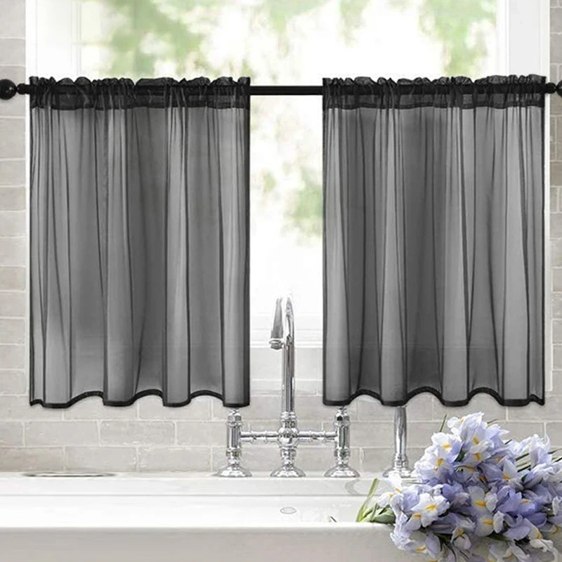 Short Curtains for Living Room Bedroom Curtains for Kitchen Solid Color Curtains for the Hotel Office Room Window Valance Drapes