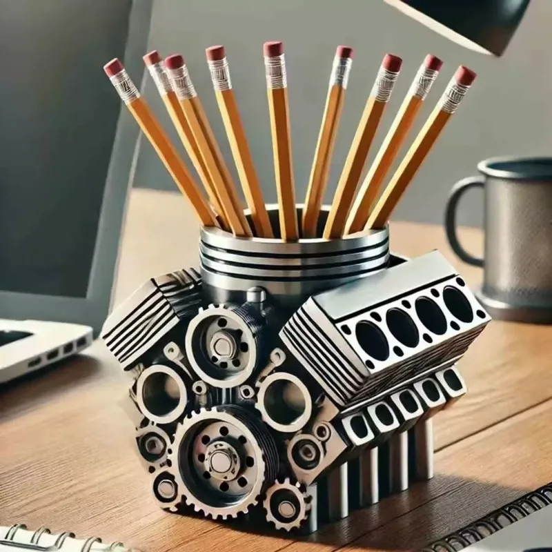 Creative Simulation Engine Image Pen Holder Decorative Ornament Home Desk Desktop Decoration Ornament Learning Supplies Gifts