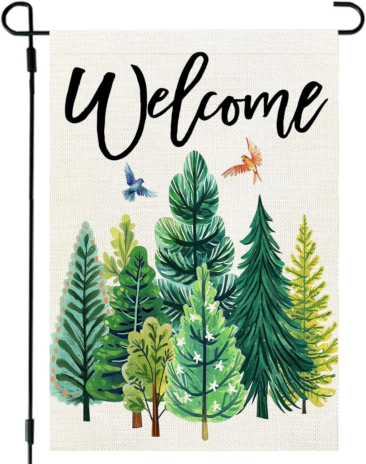 CROWNED BEAUTY Spring Garden Flag Green Trees Welcome 12x18 Inch Double Sided Small Seasonal Holiday Decoration for Outdoor  ZZM