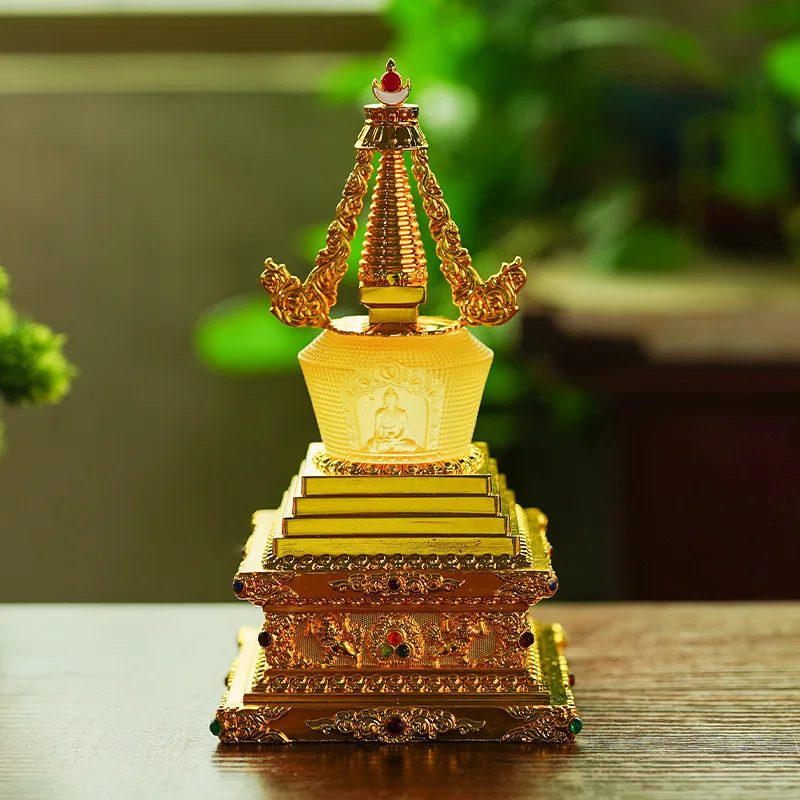 Glass Ornament Offering Can Hold Small Bodhi Home Decoration Stupa for Blessing and Gift Giving