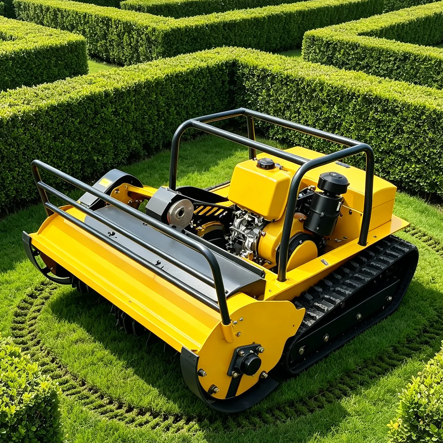 EPA EURO5 Engine 550mm Crawler Automatic Zero Turn Remote Control Lawn Mowers For Garden