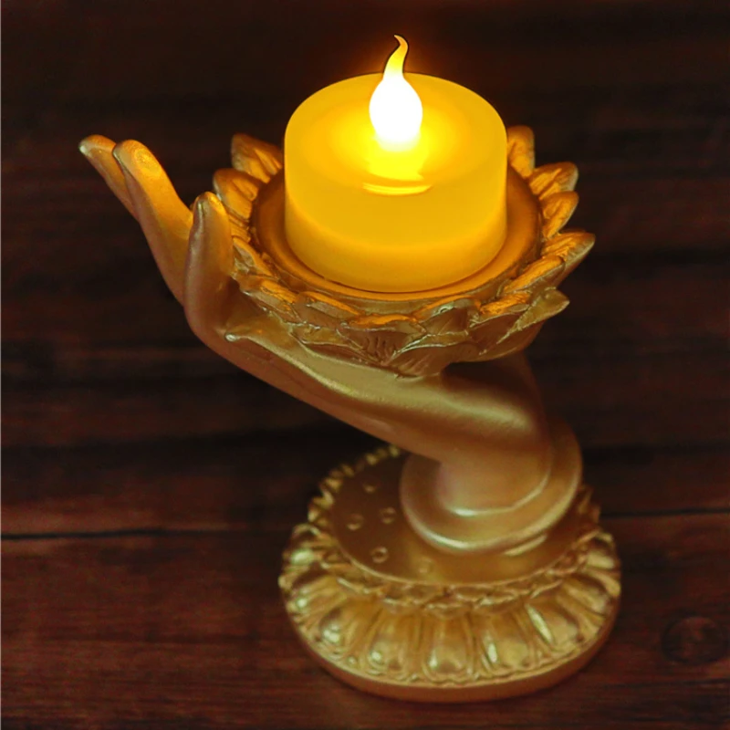 

Buddha's-Hand Lotus Candlestick Butter Lamp Buddha Lamp Buddha Worship Candlestick