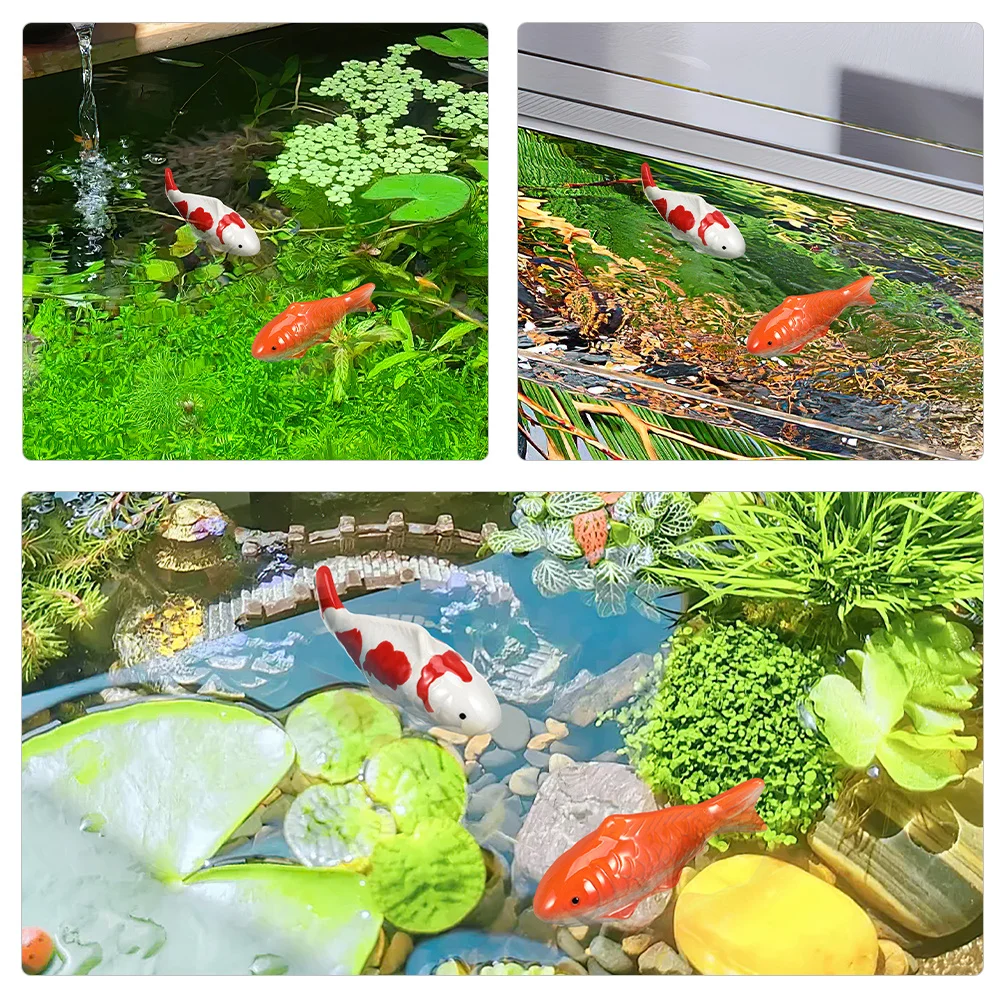 

4 Pcs Fish Tank Ornament Ceramic Figurine Floating Statue Accessory Aquarium Ornaments