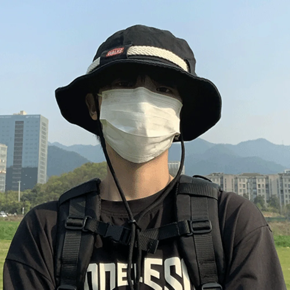 

Retro Sun Protection Bucket Hat Casual Foldable American Vintage Hat Breathable Vintage Drawstring Fisherman Caps Camping