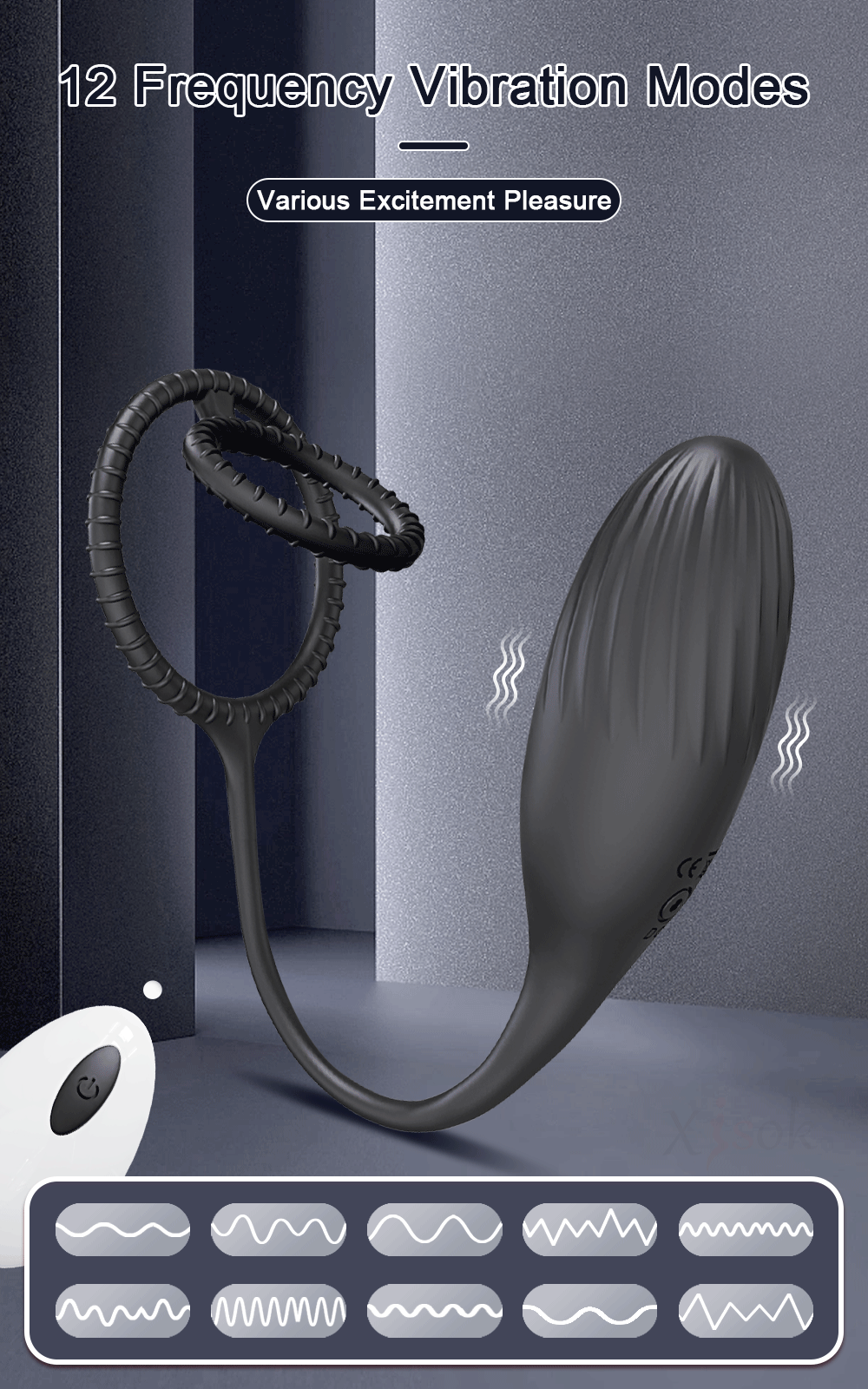 Male 2-in-1 Cock Ring and Anal Butt Plug Vibrator