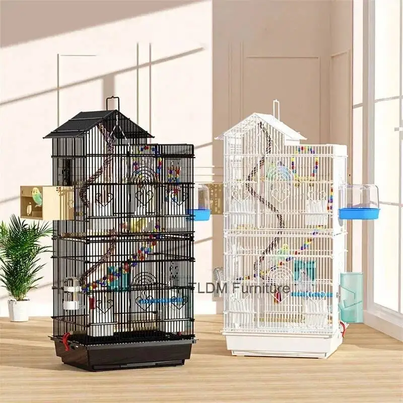 Special Budgie Parrot Cage Cage Bird Black Phoenix Peony Bird Breeding Cages Large Home Metal Luxury Viewing Villa Bird House L