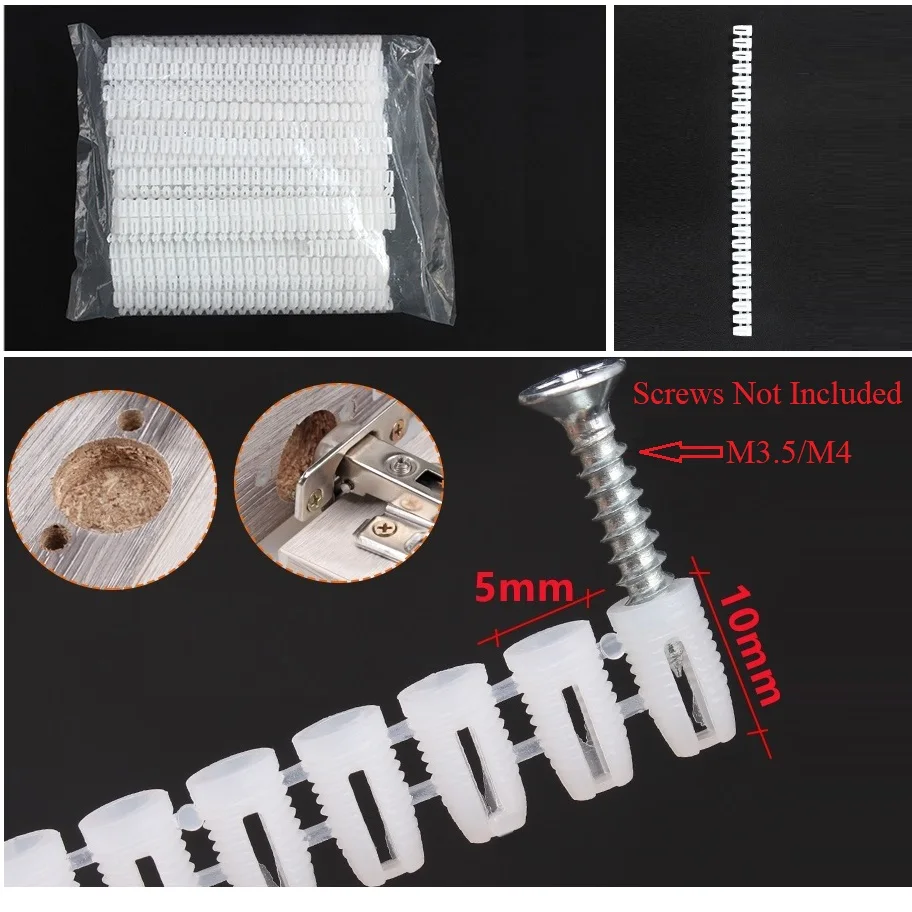 2000Pcs M4 Nylon Expanding Embeded Nut For Furniture Cupboard Closet Cabinet Hinge Pre-inserted Gas Drived