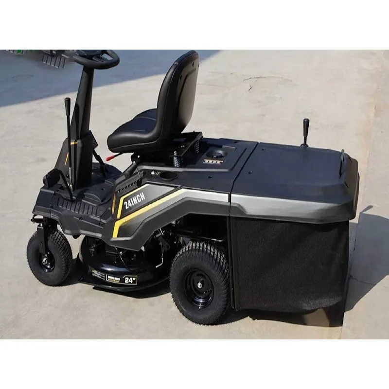 Industrial Riding Lawn Mower 12V Engine 5600W 150L Grass Box 4-Stroke Side Discharge Single Blade 4in Turning Radius 1