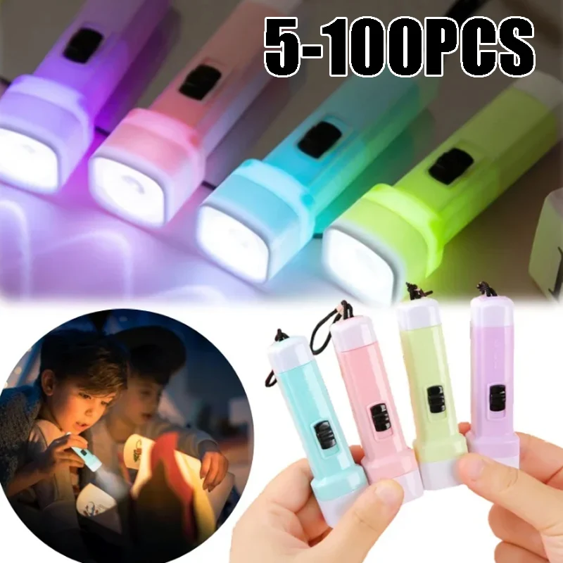 

5-100 шт. мини-светодиодный фонарик со шнурком портативный пластиковый дизайн для детей, кемпинга, пешего туризма, активного отдыха, приключений