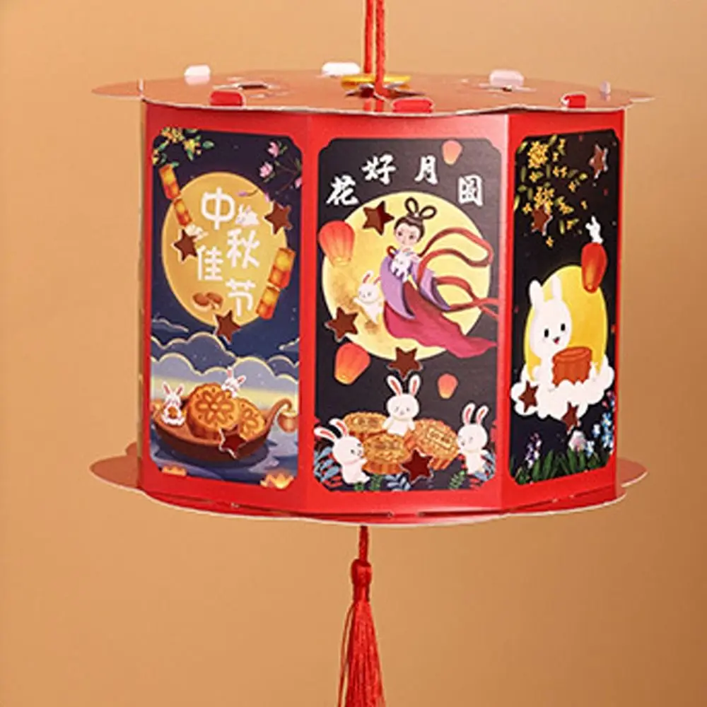

Cartoon Chinese Portable Lantern Traditional Blessing LED Lantern Toys Cultural Handmade Handheld Paper Lamp Mid-Autumn Festival