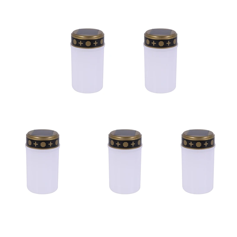 Vela de sepultura branca TKOH para luzes solares de sepultura de cemitério com iluminação LED luz de sepultura 5 unidades
