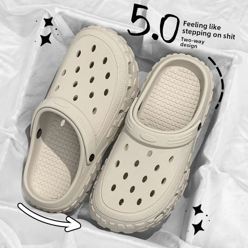 

Женские и мужские летние сандалии с отверстиями, нескользящие уличные шлепанцы с закрытым носком, пляжные тапочки с толстой и мягкой подошвой