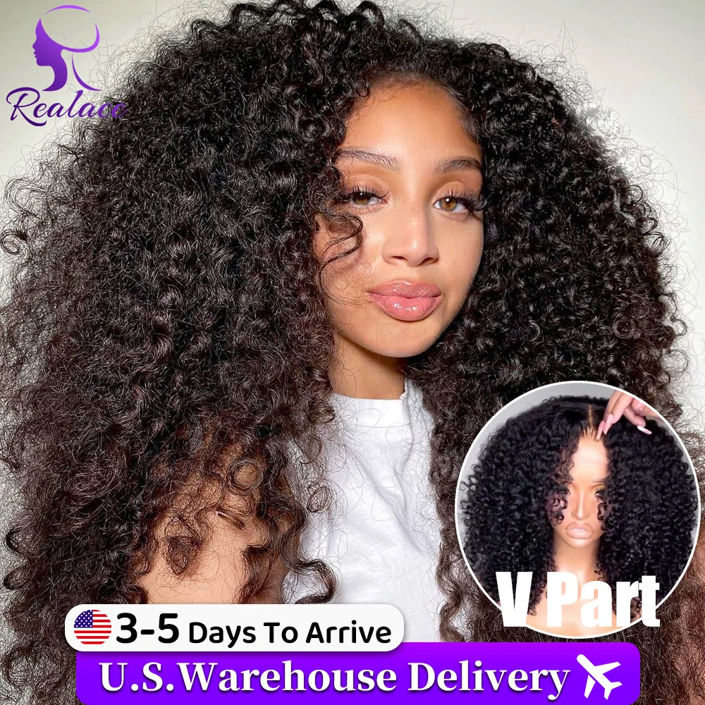 

Wear And Go 30 36 Inch V Part Wig Human Hair Deep Wave No Sew In No Glue Natural Color Curly Water Wave For Women Brazilian Wigs Original 200 Density