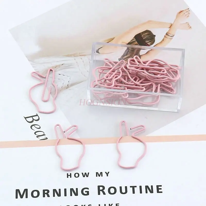 15pcs/box Bixin Creative Styling Paper Clip Pink Cute Girl Heart Bookmark Paper Clip