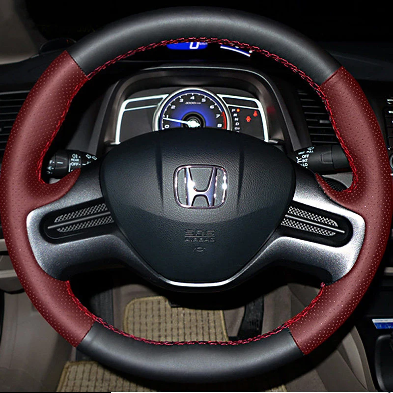 Customized Car Steering Wheel Braid Cover for Honda Civic 8 8th Generation 2006 2007 2008 Leather on Interior Car Wheel Steering